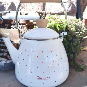 Polkadot Erde Teepot met Hout afwerking
